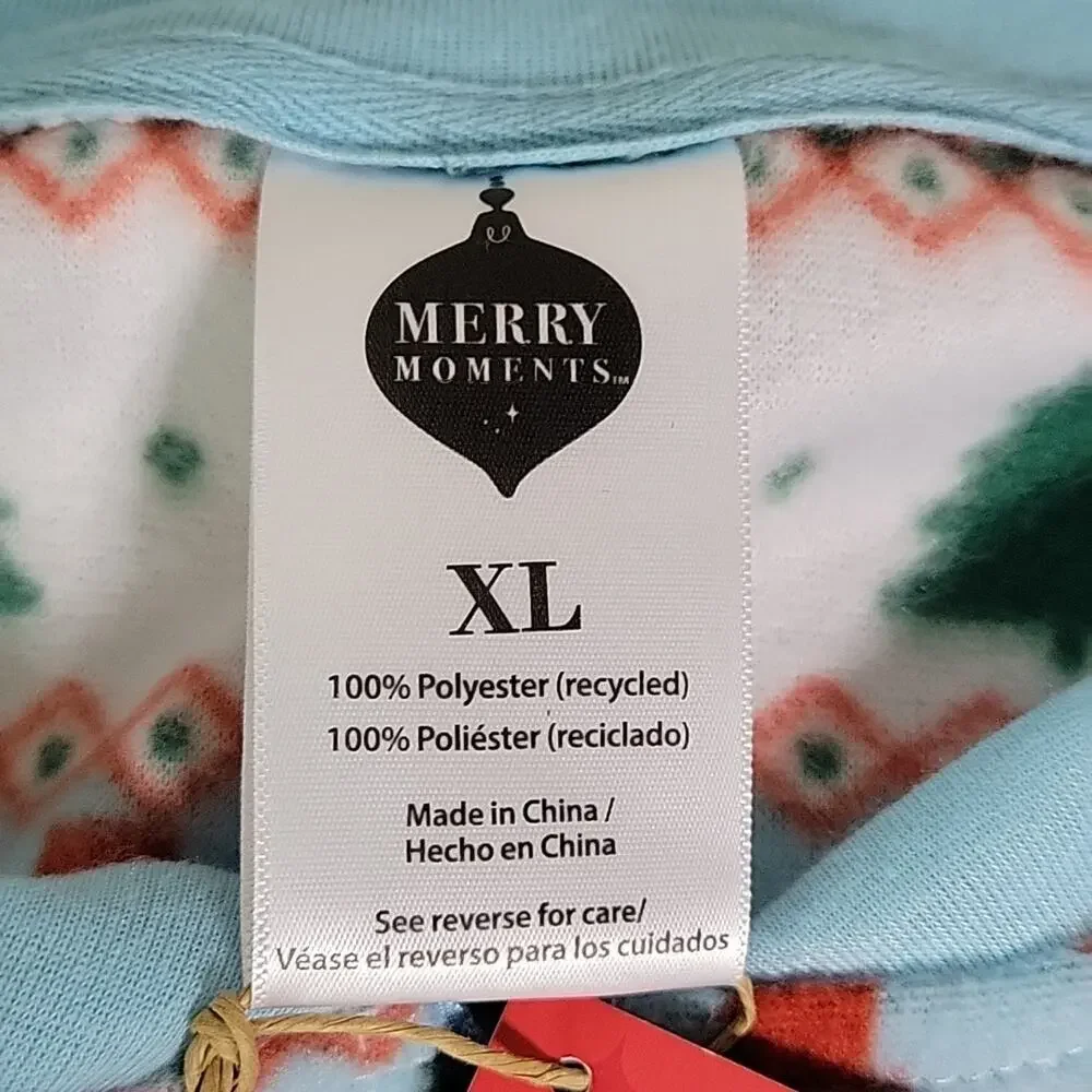 Merry Moments Holiday Onsie Full Zip MicroFleece Adult Size XL NWT